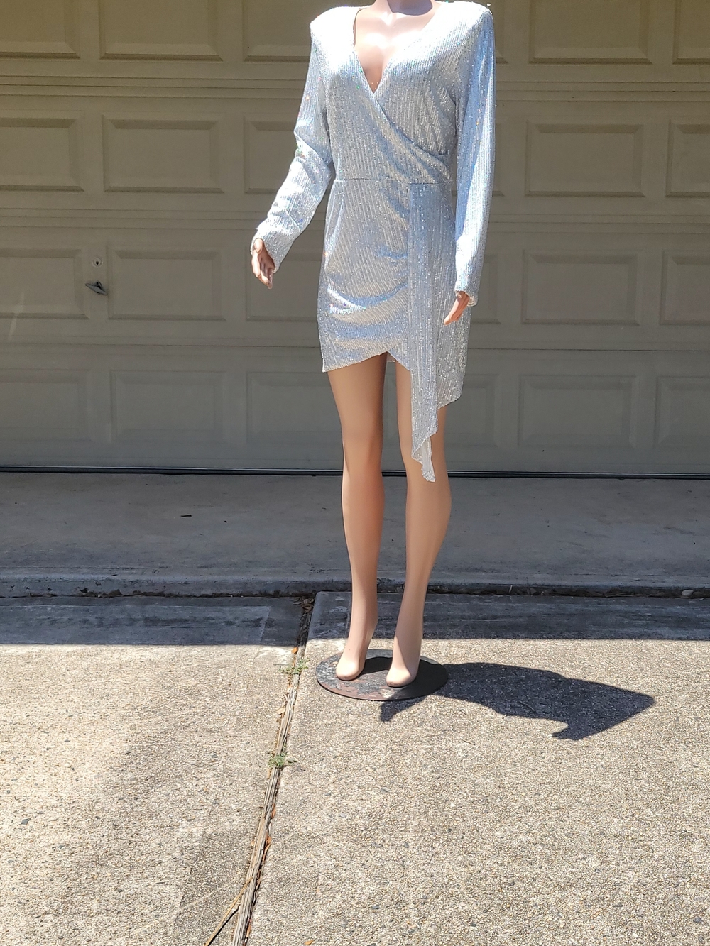 I SAW IT FIRST Silver Sequin Wrap Mini Dress